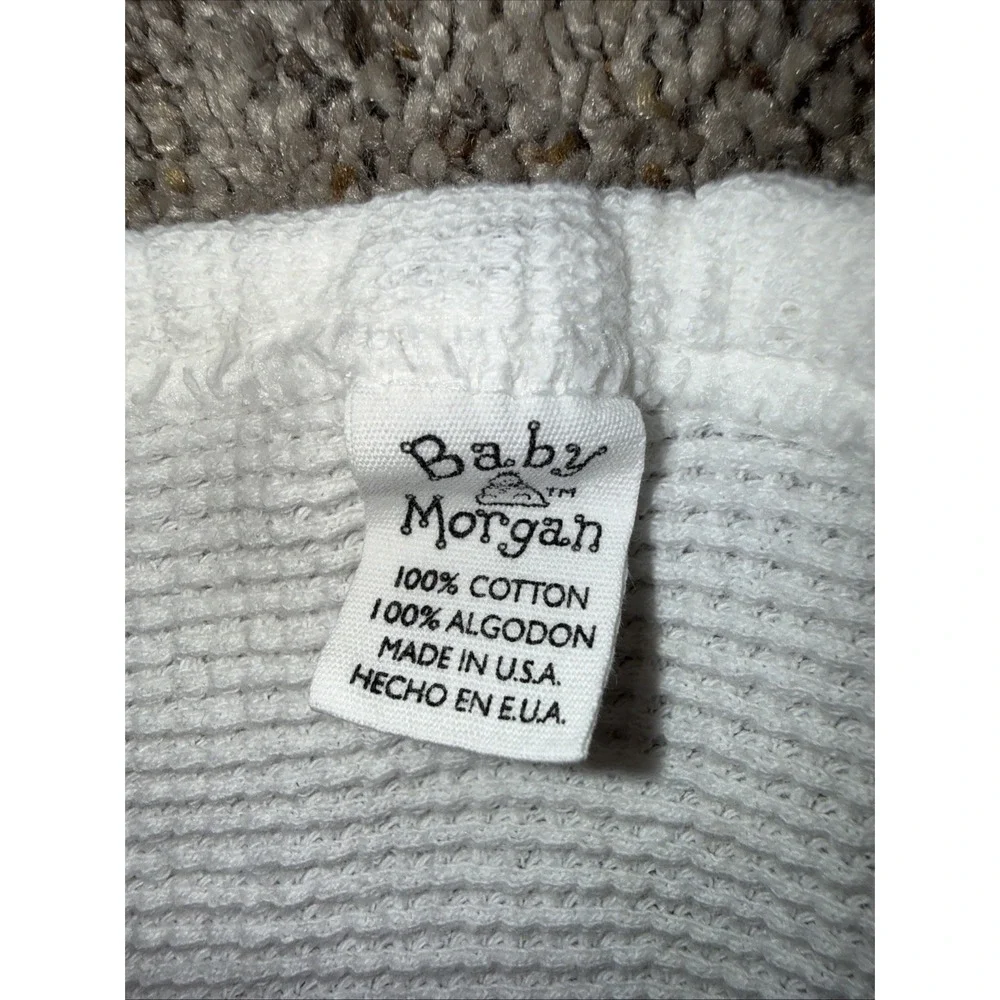 Vtg Baby Morgan Blanket Waffle Weave‎ Knit Thermal White authentic tag